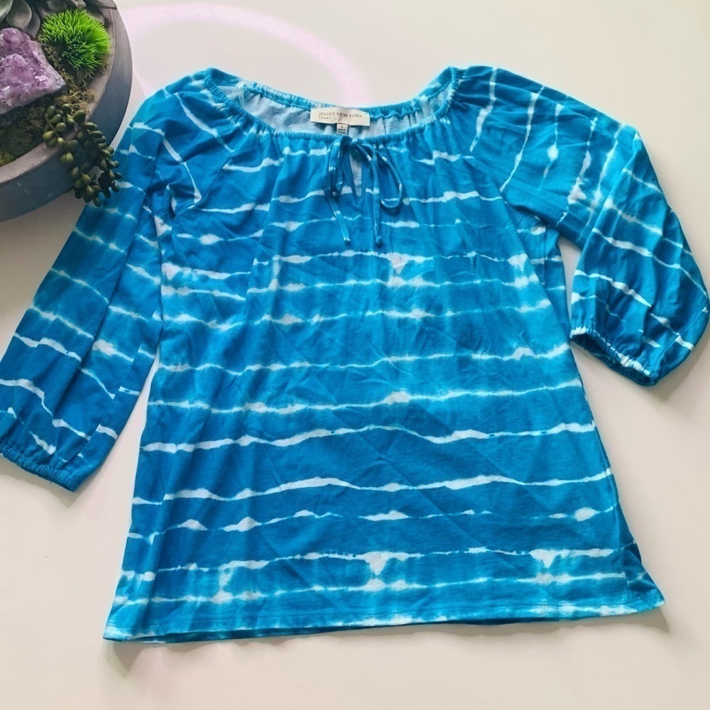 Jones New York Sport Weekend Casual Ocean Blue Tie Dye Shirt small
